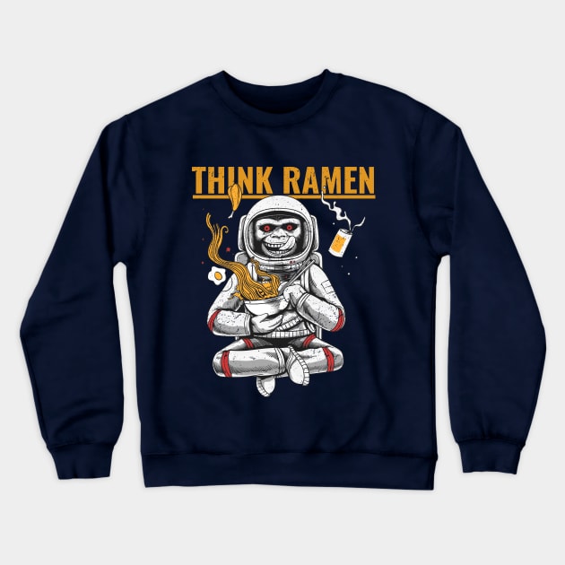 Think Ramen Space Monkey Crewneck Sweatshirt by Turtokart